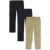 The Children’s Place Boys Stretch Relaxed Straight Chino Pants, Multipacks(Black/New Navy/Flax 3-pack)