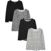 The Children’s Place Girls Long Sleeve High Low Tops(Black Multi 4-pack)