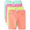 The Children’s Place Girls Solid Skimmer Shorts(Aqua/Pink/Yellow/Orange Brights 4-pack)