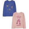 The Children’s Place Girls Unicorns,Sports,Butterflies Long Sleeve Graphic T-Shirts,2 Pack(Ballerinas/Love to Dance)