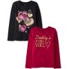 The Children’s Place Girls Unicorns,Sports,Butterflies Long Sleeve Graphic T-Shirts,2 Pack(Daddys Girl/Heart)