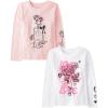 The Children’s Place Girls Unicorns,Sports,Butterflies Long Sleeve Graphic T-Shirts,2 Pack(Love/Rose)