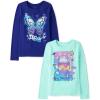 The Children’s Place Girls Unicorns,Sports,Butterflies Long Sleeve Graphic T-Shirts,2 Pack(Milkshake/Dream)