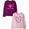 The Children’s Place Girls Unicorns,Sports,Butterflies Long Sleeve Graphic T-Shirts,2 Pack(More Love/Dream)