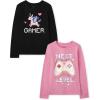 The Children’s Place Girls Unicorns,Sports,Butterflies Long Sleeve Graphic T-Shirts,2 Pack(Next Level/Gamer)
