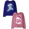 The Children’s Place Girls Unicorns,Sports,Butterflies Long Sleeve Graphic T-Shirts,2 Pack(Owl Scarf/Ice Skates)
