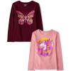 The Children’s Place Girls Unicorns,Sports,Butterflies Long Sleeve Graphic T-Shirts,2 Pack(Unicorn Butterflies/Butterfly)