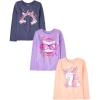 The Children’s Place Girls Unicorns,Sports,Butterflies Long Sleeve Graphic T-Shirts,3 Pack(Cat Sunglasses/Rainbow/Unicorn)