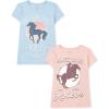 The Children’s Place Girls Unicorns,Sports,Butterflies Short Sleeve Graphic T-Shirts,2 Pack(Boots Bows/Love Horses)