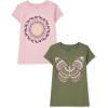 The Children’s Place Girls Unicorns,Sports,Butterflies Short Sleeve Graphic T-Shirts,2 Pack(Peace Sign/Butterfly)