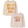 The Children’s Place Unisex-Baby and Toddler All Holidays,Birthdays Long Sleeve Graphic T-Shirts,2 Pack(Boss Kids Table/Thankful for Family)