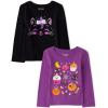 The Children’s Place Unisex-Baby and Toddler All Holidays,Birthdays Long Sleeve Graphic T-Shirts,2 Pack(Witch Cat/Spooky Doodle)