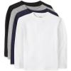 The Children’s Place baby boys And Toddler Long Sleeve Basic Layering T-shirt T Shirt, Black/H Smoke/New Navy/White 4 Pack, 3T US