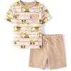 The Children’s Place baby-boys And Toddler Short Sleeve Top and Shorts 2 Piece Outfit(White Construction Trucks)