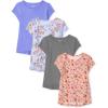 The Children’s Place girls Short Sleeve High Low Top(Blue Floral 4-pack)