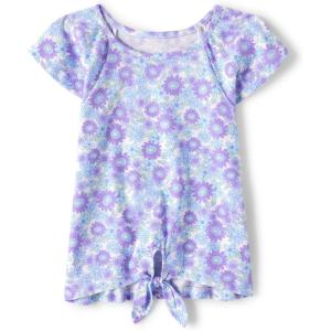 Short Sleeve Tie Front Top(Iris Pop)