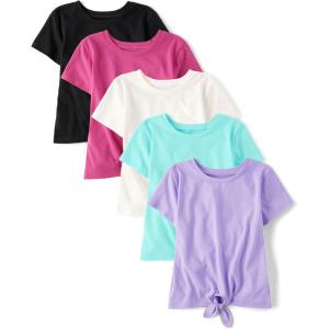 Short Sleeve Tie Front Top(Multicolor 5-pack)