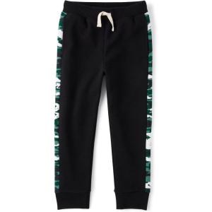 The Children’S Place Boys Active Fleece Jogger Sweatpants(Black/Green Camo Stripe)