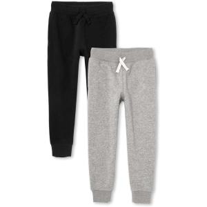 The Children’S Place Boys Active Fleece Jogger Sweatpants(Black/Heather Gray 2-pack)