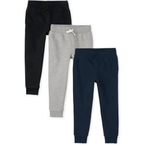 The Children’S Place Boys Active Fleece Jogger Sweatpants(Black/New Navy/Smoke 3-pack)