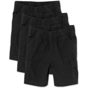 The Children’s Place Baby Boys’ Pull On Cargo Shorts(Black 3-pack)