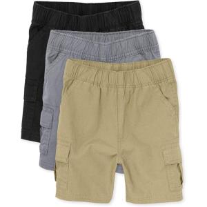 The Children’s Place Baby Boys’ Pull On Cargo Shorts(Black/Flax/Storm 3-pack)
