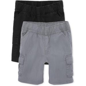 The Children’s Place Baby Boys’ Pull On Cargo Shorts(Black/Grey 2-pack)