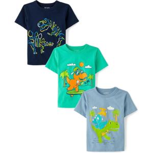 The Children’s Place Baby-Boys and Toddler Dino Short Sleeve Graphic T-Shirts,multipacks(Dinos 3-pack)