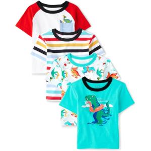 The Children’s Place Baby-Boys and Toddler Short Sleeve Crew Neck Tees(Beach Dino 4-pack)