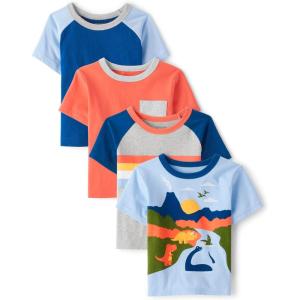 The Children’s Place Baby-Boys and Toddler Short Sleeve Crew Neck Tees(Stripe Raglan Tee 4-pack)