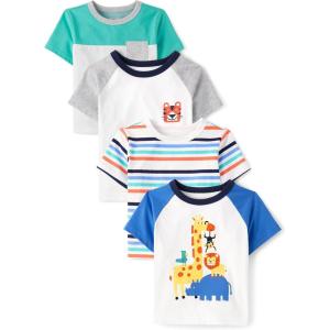 The Children’s Place Baby-Boys and Toddler Short Sleeve Crew Neck Tees(Zoo Critter 4-pack)