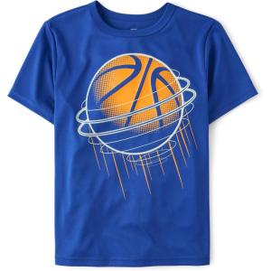 The Children’s Place Boys Active Performance Short Sleeve T-Shirt(Basketball Graphic)