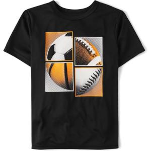 The Children’s Place Boys Active Performance Short Sleeve T-Shirt(Black Multi Sport)