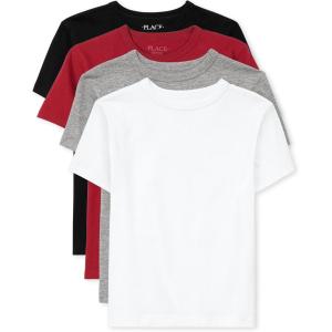 The Children’s Place Boys’ Basic V Neck Short Sleeve Tee 2 Pack(Black/Ruby/H Gray/White 4-pack)