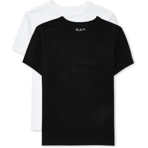 The Children’s Place Boys’ Basic V Neck Short Sleeve Tee 2 Pack(Black/White 2-pack)