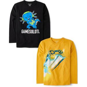 The Children’s Place Boys Gamer,Cars,Sports Long Sleeve Graphic T-Shirts,2 Pack(Controller/Games Alot)