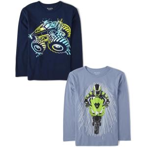 The Children’s Place Boys Gamer,Cars,Sports Long Sleeve Graphic T-Shirts,2 Pack(Monster Truck/Biker 2-pack)