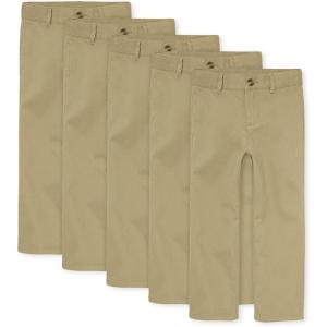 The Children’s Place Boys Stretch Relaxed Straight Chino Pants, Multipacks(Khaki 5-pack)