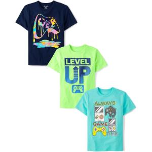 The Children’s Place Boys The Children’s Place Boys Short Sleeve Graphic T- Shirt 3-Pack(Game Controller/Game Time/Level Up)