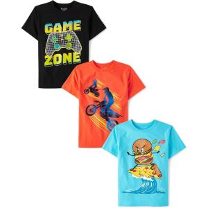 The Children’s Place Boys The Children’s Place Boys Short Sleeve Graphic T- Shirt 3-Pack(Game Zone/Bikers/Cheeseburger)