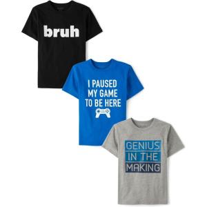 The Children’s Place Boys The Children’s Place Boys Short Sleeve Graphic T- Shirt 3-Pack(Gaming/Genius/Bruh)