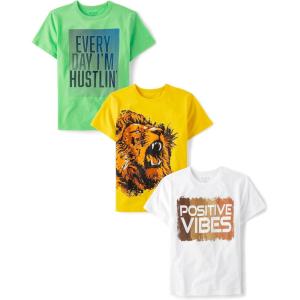 The Children’s Place Boys The Children’s Place Boys Short Sleeve Graphic T- Shirt 3-Pack(Hustlin/Lion/Positive Vibes)