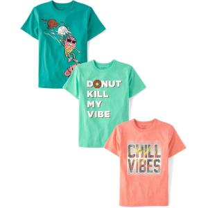 The Children’s Place Boys The Children’s Place Boys Short Sleeve Graphic T- Shirt 3-Pack(Ice Cream Cone/Donut/Chill Vibes)