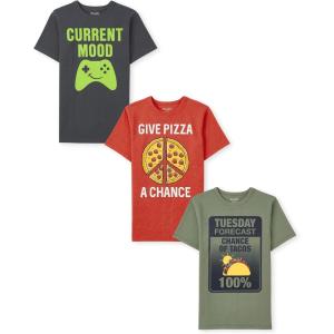 The Children’s Place Boys The Children’s Place Boys Short Sleeve Graphic T- Shirt 3-Pack(Tuesday Forecast/Pizza/Current Mood)