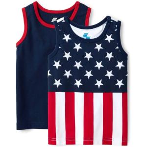 The Children’s Place Boys and Toddler Assorted Sleeveless Tank Tops(American Flag 2-pack)