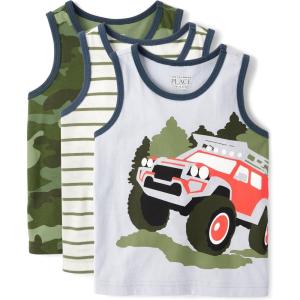 The Children’s Place Boys and Toddler Assorted Sleeveless Tank Tops(Camo 3-pack)
