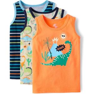 The Children’s Place Boys and Toddler Assorted Sleeveless Tank Tops(Dino Print 3-pack)