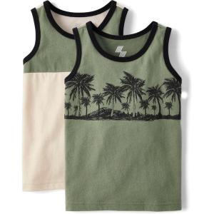 The Children’s Place Boys and Toddler Assorted Sleeveless Tank Tops(Palm Green 2-pack)