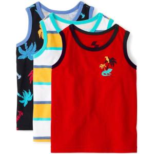 The Children’s Place Boys and Toddler Assorted Sleeveless Tank Tops(Red/Black Tropical 2-pack)