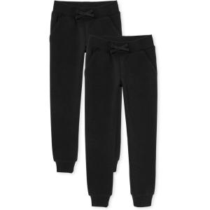 The Children’s Place Girls Active Fleece Jogger Pants(Black 2-pack)